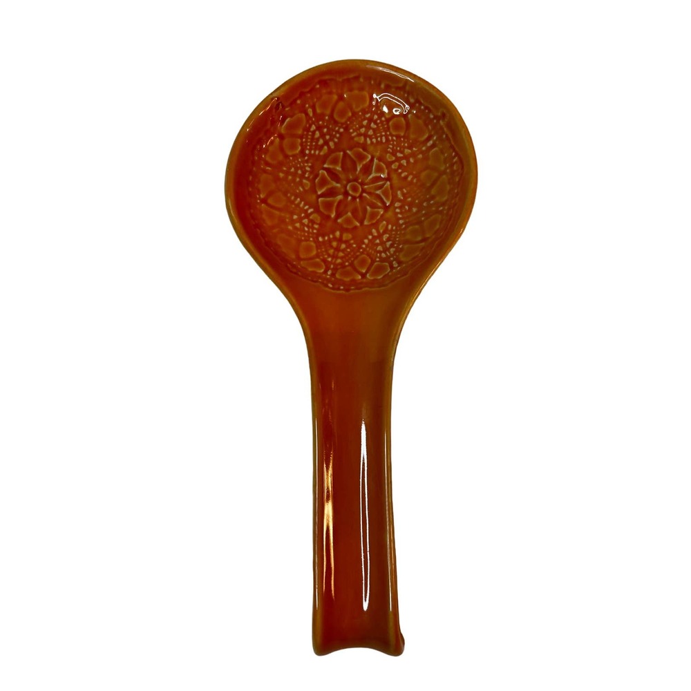 Maioliche Jessica Orange Color Ceramic 11" Spoon Rest Made In Italy